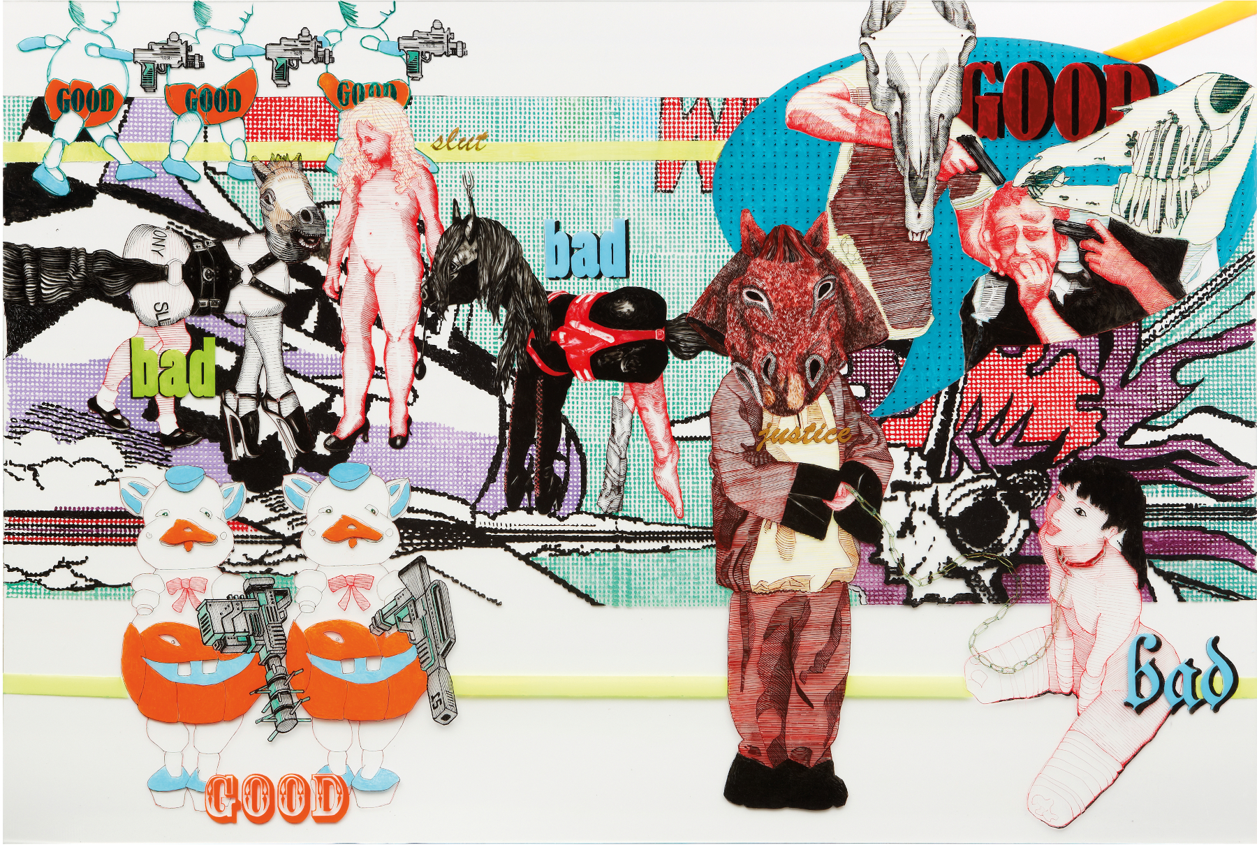 Kultur Reinickendorf - Cornelia Renz, Good, 2012, Pigmentstift auf zwei Scheiben Acrylglas, 185 x 285 x 8 cm, Foto: Markus Bachmann, VG Bild-Kunst, Bonn