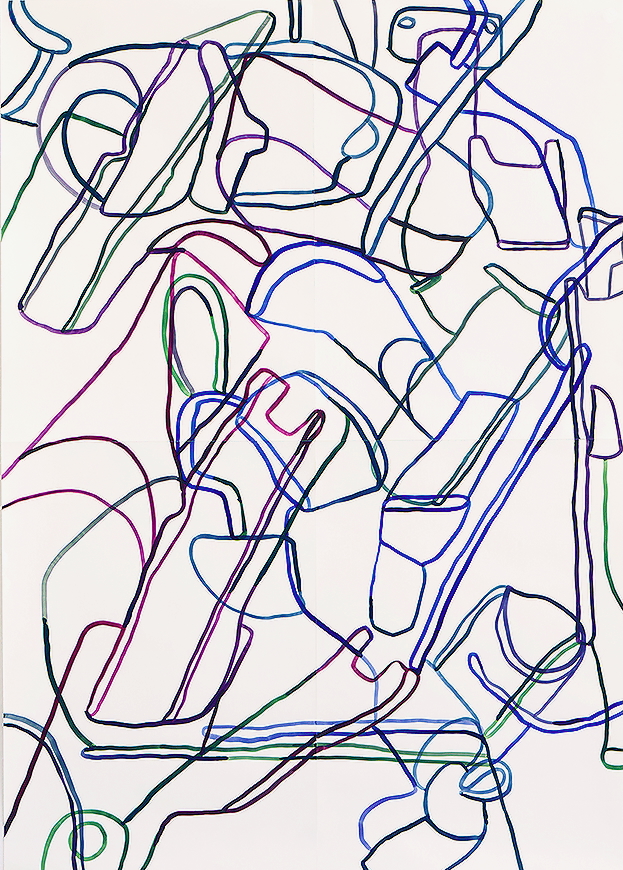 Kultur Reinickendorf - Anna Roberta Vattes, Alien Fragments 6, 2021, Tusche auf Papier, 168.2 x 118.8 cm © Anna Roberta Vattes, VG-Bild-Kunst, Bonn.