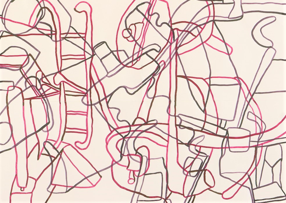 Kultur Reinickendorf - Anna Roberta Vattes, Alien Fragments 9, 2021, Tusche auf Papier, 118.8 x 168.2 cm, © Anna Roberta Vattes, VG-Bild-Kunst, Bonn.