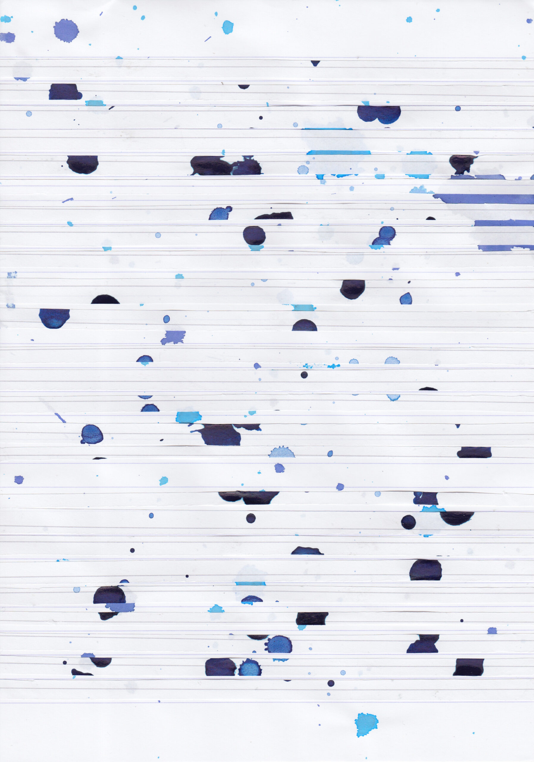 Kultur Reinickendorf - Anke Becker, SCORE (Pacific Northwest, October 2023) #05, 2023, Liniertes Schreibpapier, Schreibtinte, Collage, Teil einer Serie, 29.7 x 21 cm © Anke Becker, VG Bild-Kunst, Bonn.