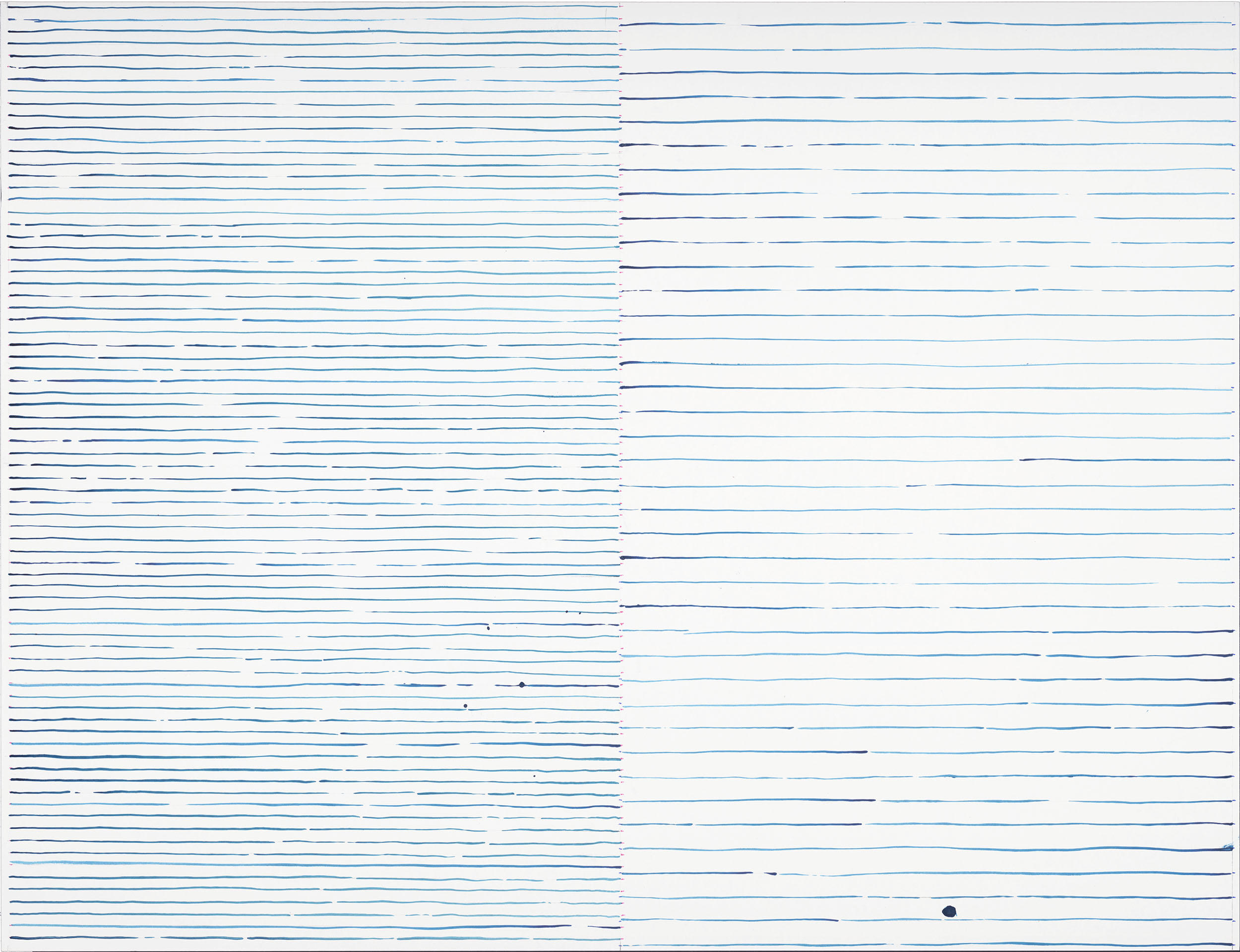 Kultur Reinickendorf - Anke Becker, Aufzeichnungen (Notations), Teil einer 25-teiligen Serie, 2020, Tusche, Bleistift und roter Buntstift auf Papier, 50 x 60 cm, © Anke Becker, VG Bild-Kunst, Bonn.