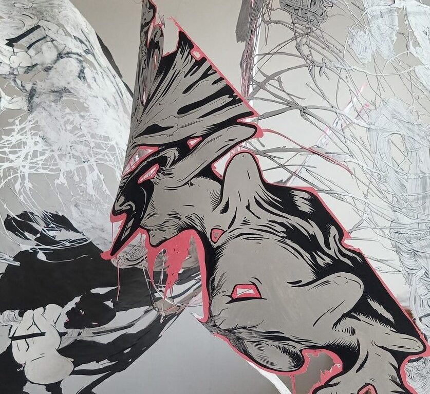 Kultur Reinickendorf - Dagmara Genda, Hyperdrawn I (Detail), Papier, Gesso, Tusche, Acrylfarbe, 152 x 184 cm (Teil 1); 152 x 226 cm (Teil 2), © Dagmara Genda, VG Bild-Kunst, Bonn.