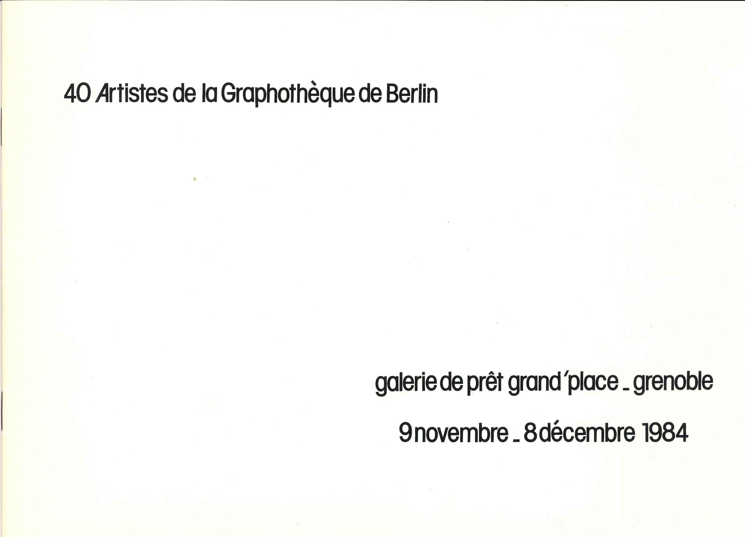 Kultur Reinickendorf - 40 Artistes de la Graphotheque_1984